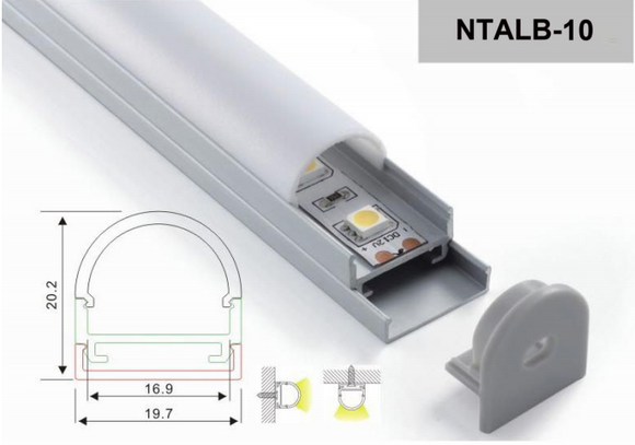 Profilé d'aluminium avec diffuseur NTALB-10 pour Ruban DEL lumineux 2 mètres
